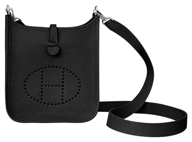 Hermes Evelyne Tpm 16cm New Black Clemence Leather Cross Body Bag