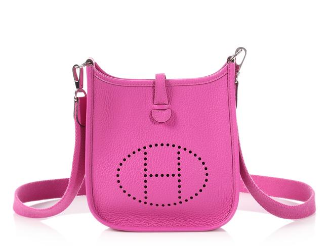 Hermes Evelyne Tpm Clemence Magnolia Pink Leather Cross Body Bag