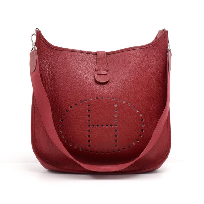 Hermes Evelyne Vintage 29 Pm Deep Clemence Red Calfskin Leather Shoulder Bag