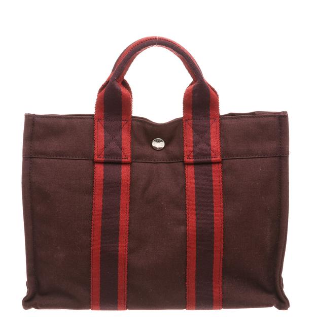 Hermes Bag Fabric Mini Sac Fourre Pm Burgundy Red Canvas Tote