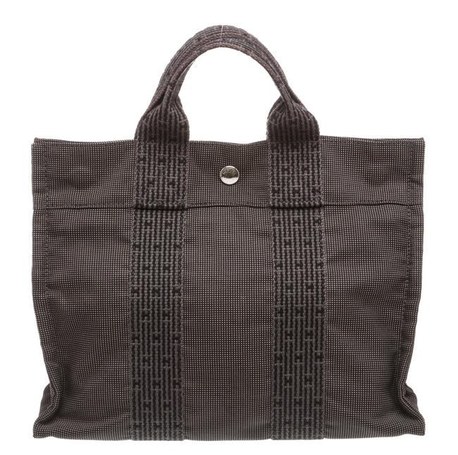 Hermes Bag Fabric Mini Sac Fourre Pm Gray Black Canvas Tote