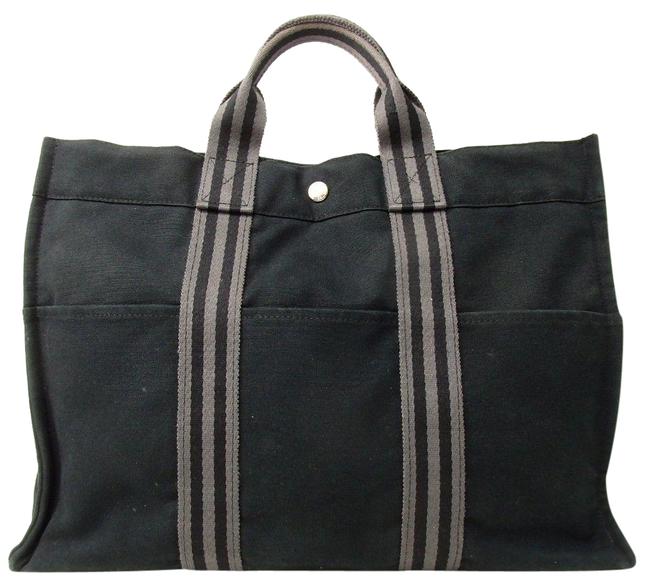 Hermes Bag Fool Toe Mm Hand Black Canvas Tote