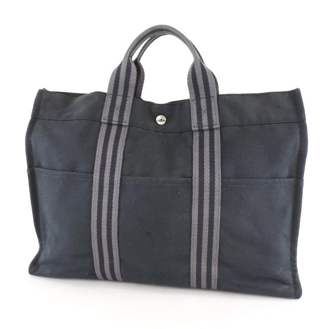Hermes Fool Toe Mm Ladies Handbag Black Cotton Canvas Satchel
