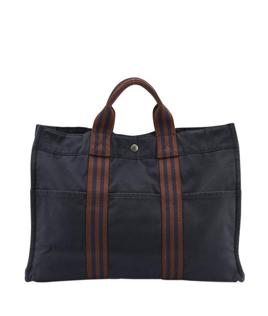 Hermes Fourre 136509 Black Canvas Tote