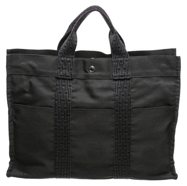 Hermes Fourre Handbag Gray Canvas Tote