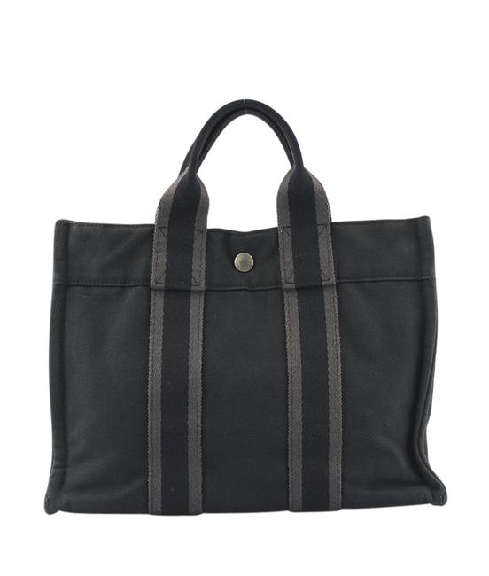 Hermes Fourre Tout 133381 Black Canvas Tote