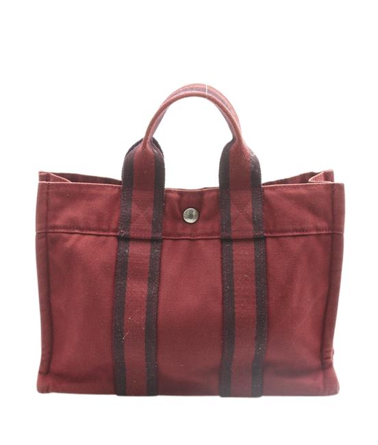 Hermes Fourre Tout 148344 Red Canvas Tote