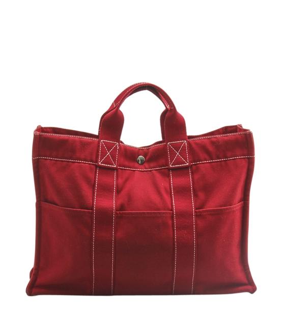 Hermes Fourre Tout 148365 Red Canvas Tote