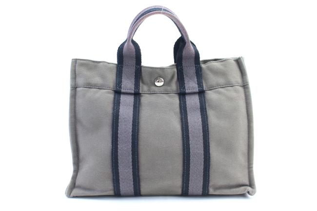 Hermes Fourre Tout 22hr0226 Grey X Navy Canvas Tote