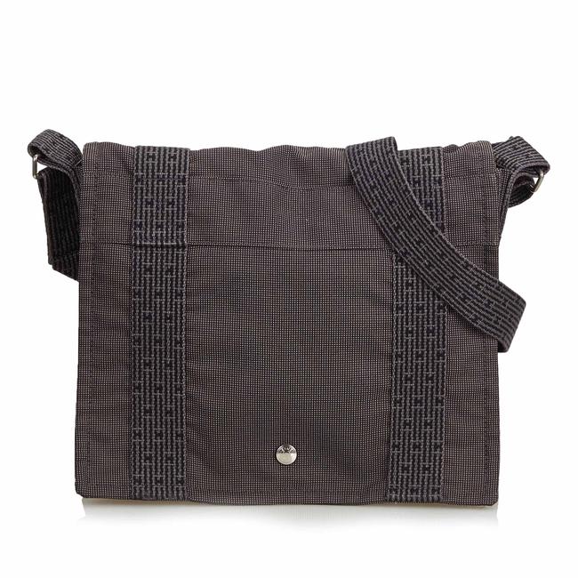 Hermes Fourre Tout Messenger Besace Pm Gray Canvas Shoulder Bag