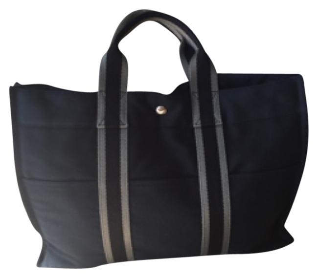 Hermes Fourre Tout Black Canvas Tote