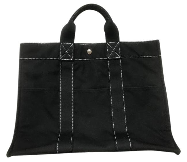 Hermes Fourre tout Black Cotton Blend Tote