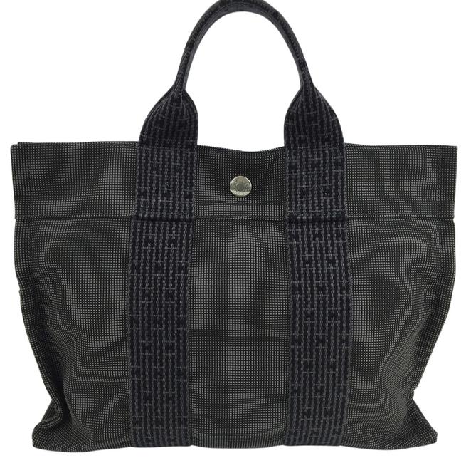 Hermes Fourre tout Gray Canvas Tote