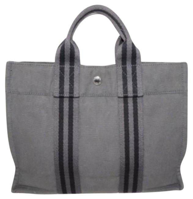 Hermes Fourre Tout Gray Cavas Tote