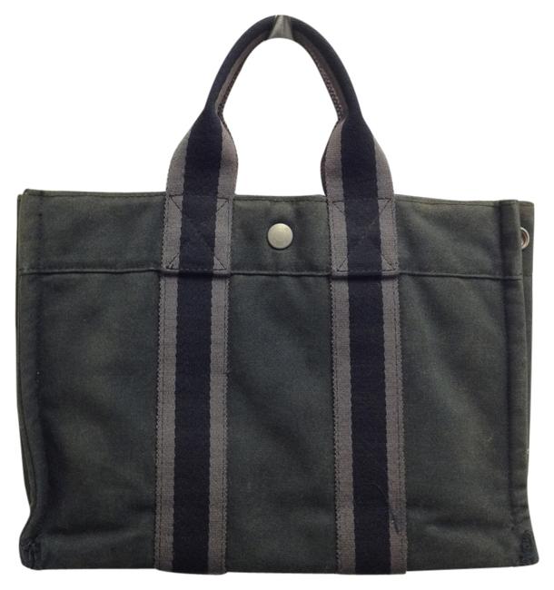 Hermes Fourre Tout Bag Grey Holdall Canvas Pm Tote