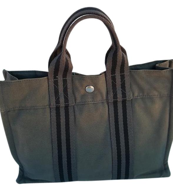 Hermes Fourre Tout Bag Handbag 1c914 Gray Canvas Tote