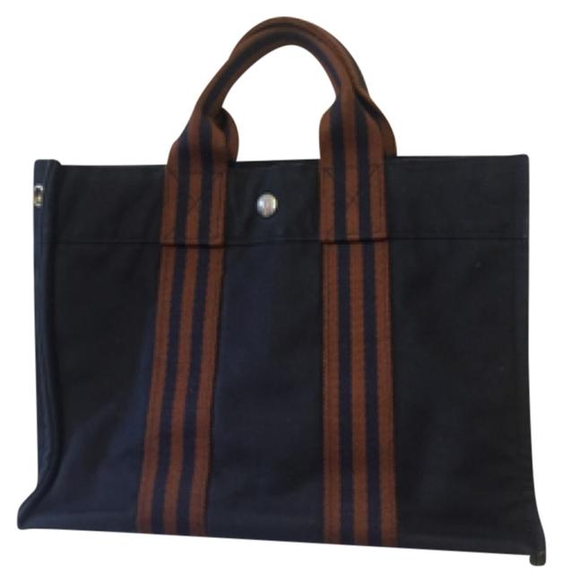 Hermes Fourre Tout Handbag Navy Cabas Tote