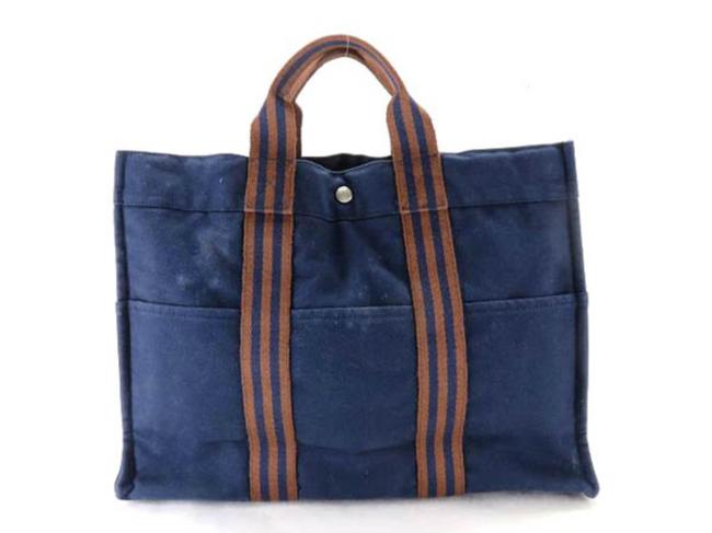 Hermes Fourre Tout Large 226813 Navy Canvas Tote