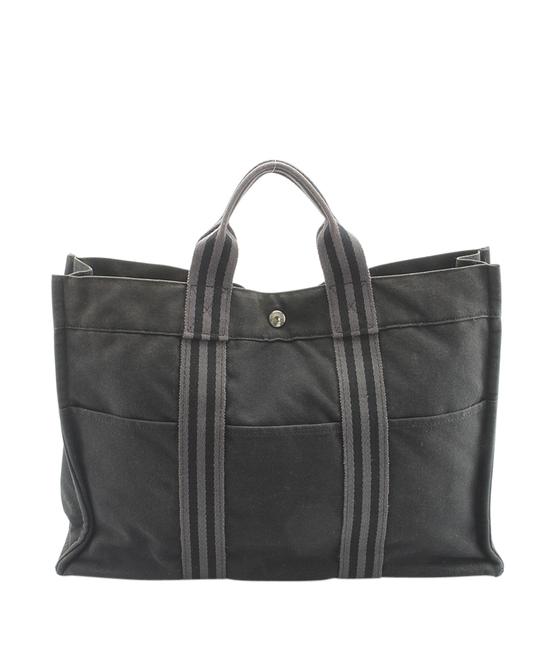 Hermes Fourre Tout Mm 146201 Black Canvas Tote