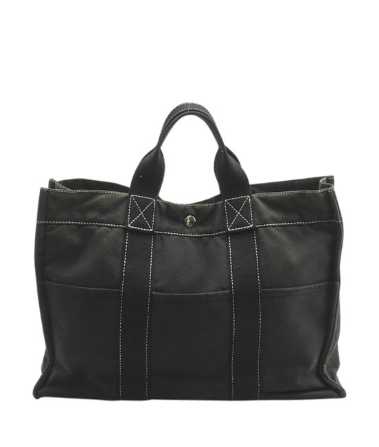 Hermes Fourre Tout Mm 147878 Black Canvas Tote
