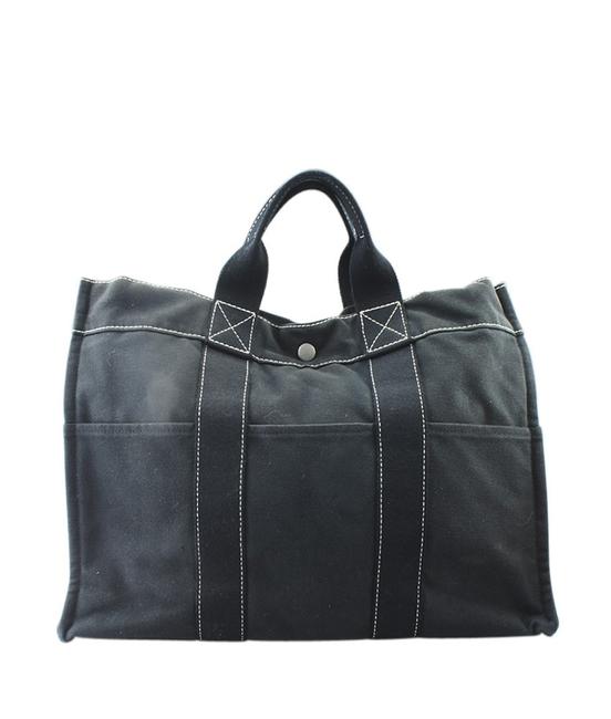 Hermes Fourre Tout Mm 160663 Black Canvas Tote
