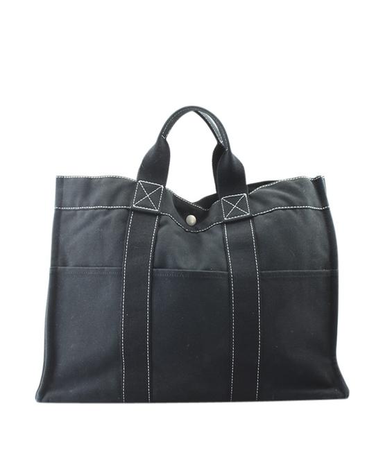 Hermes Fourre Tout Mm 161932 Black Canvas Tote
