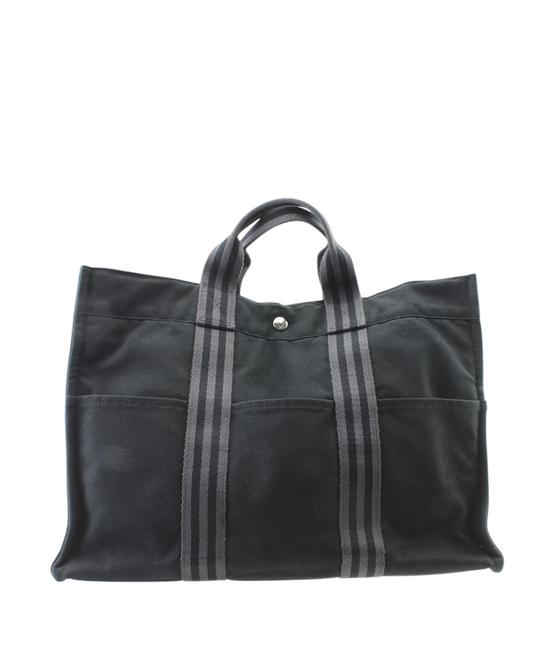 Hermes Fourre Tout Mm 177230 Black Canvas Tote