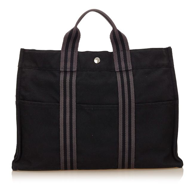 Hermes Fourre Tout Mm Black Canv Tote