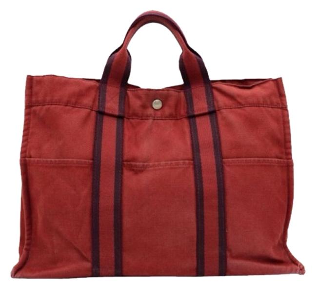 Hermes Fourre Tout Mm Burnt Red Canvas Tote