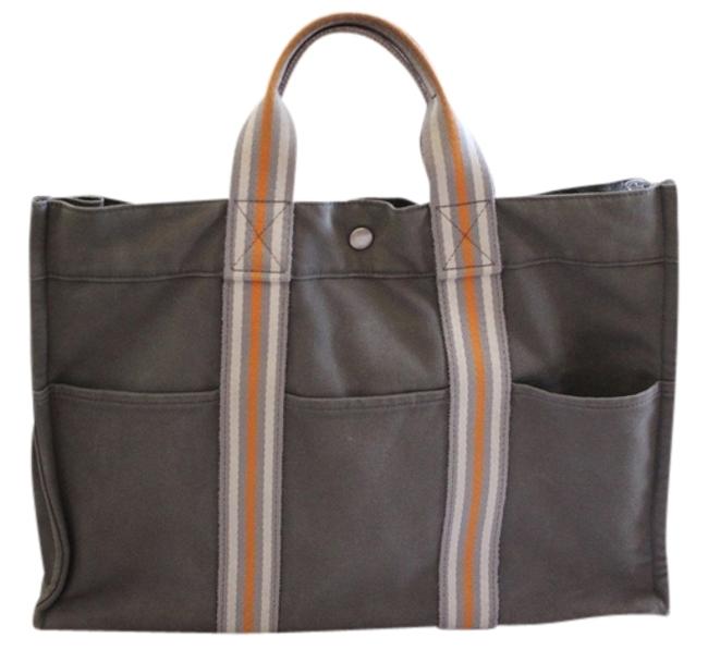 Hermes Fourre Tout Mm Large Grey Canvas Tote