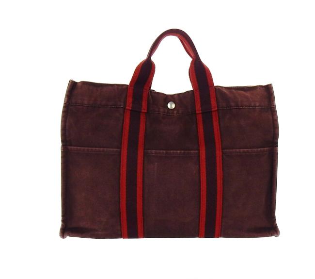 Hermes Fourre Tout Mm Maroon Red Canvas Tote