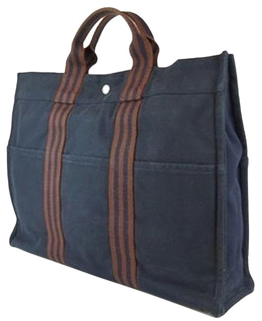 Hermes Fourre Tout Mm Navy Canvas Tote