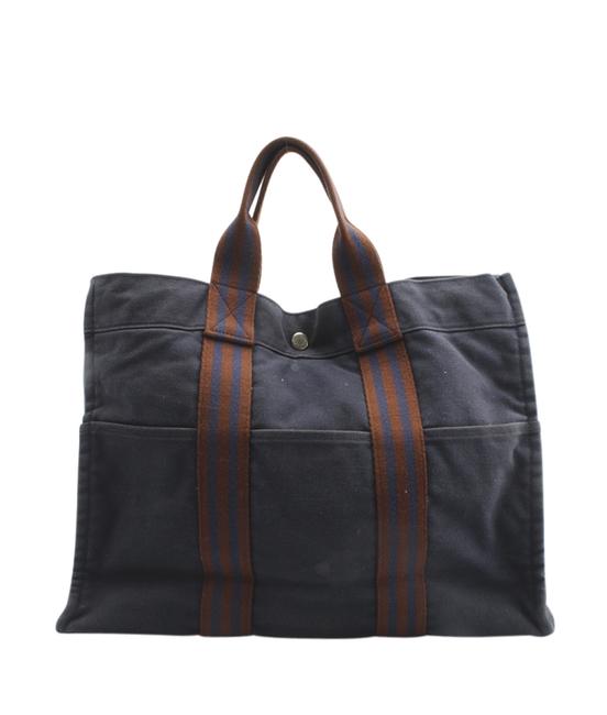 Hermes Fourre Tout Mm Red &amp; Blue 148305 Bluexred Canvas Tote