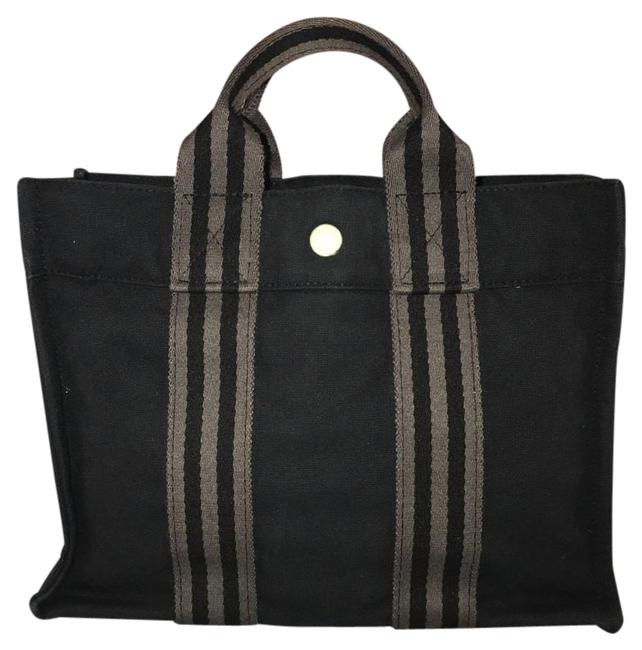 Hermes Fourre Tout Pm Black Canvas Satchel