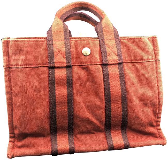 Hermes Fourre Tout Red Canvas Tote
