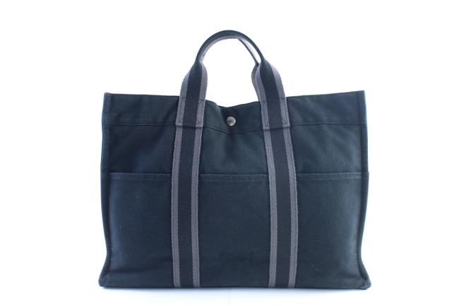 Hermes Fourre Tout Stripe 6hr0605 Navy Canvas Tote