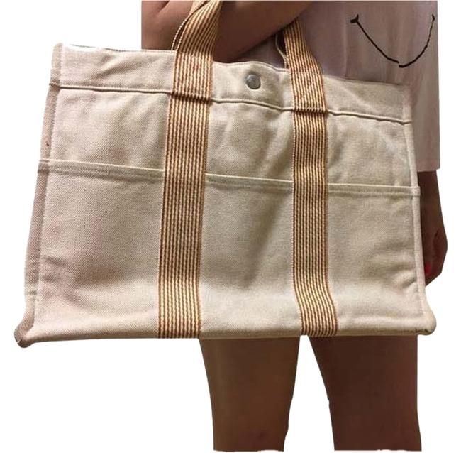 Hermes Fourre Tout Toile Mm Orange Linen Tote