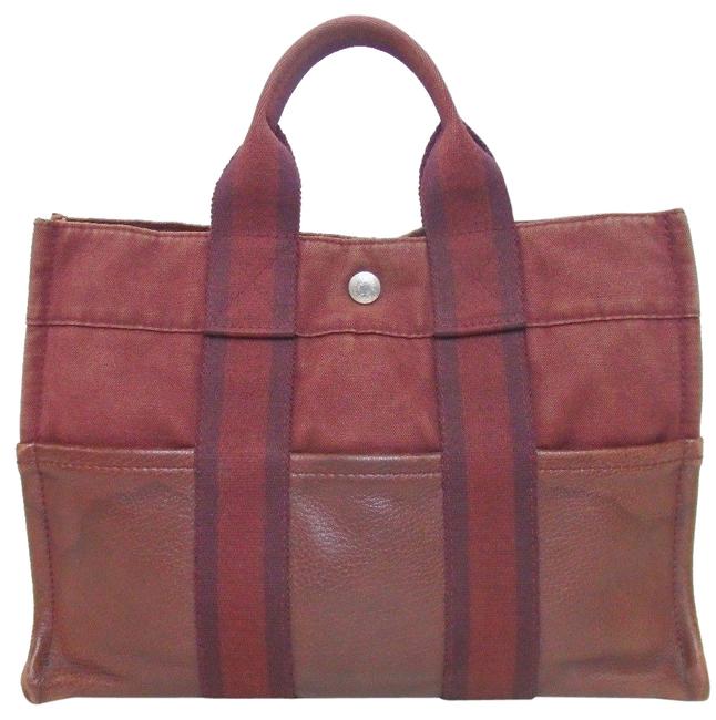 Hermes Fourre Tout Unisex Bordeaux Canvas Satchel