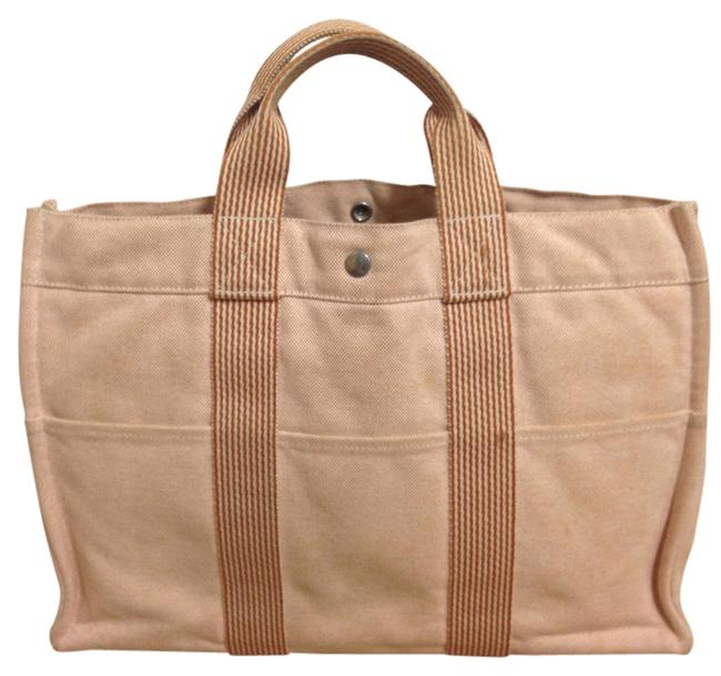 Hermes Bag Fourtou Mm Peach Canvas Tote