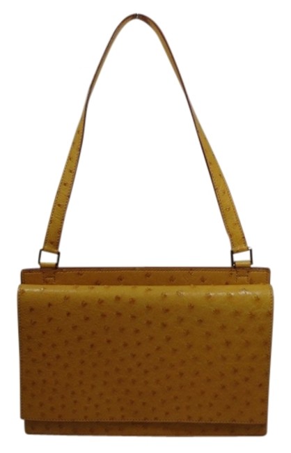 Hermes Front Flap Pumpkin Ostrich Shoulder Bag