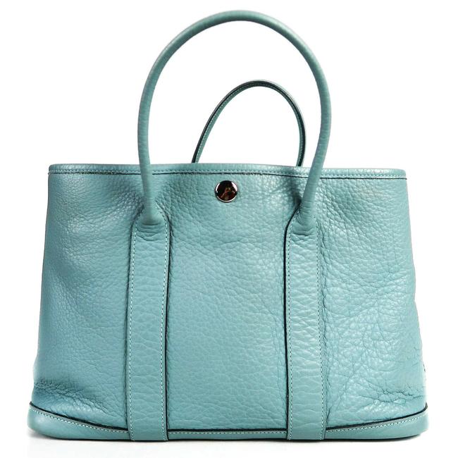 Hermes Garden Party 30cm Light Blue Leather Tote