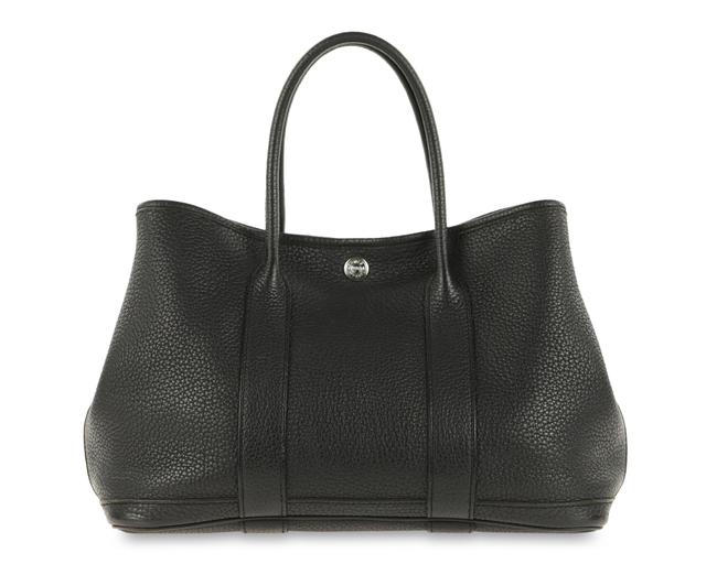 Hermes Garden Party 30 Noir Black Leather Satchel