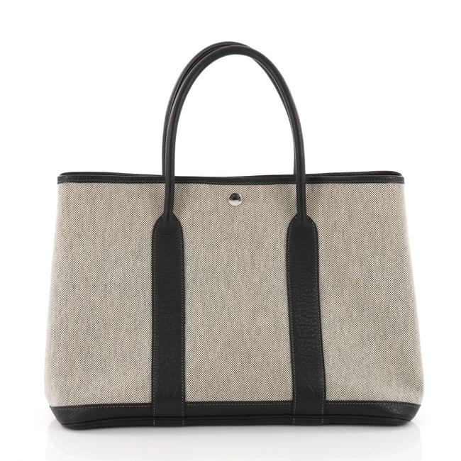 Hermes Garden Party 36 Beige and Black Leather Tote