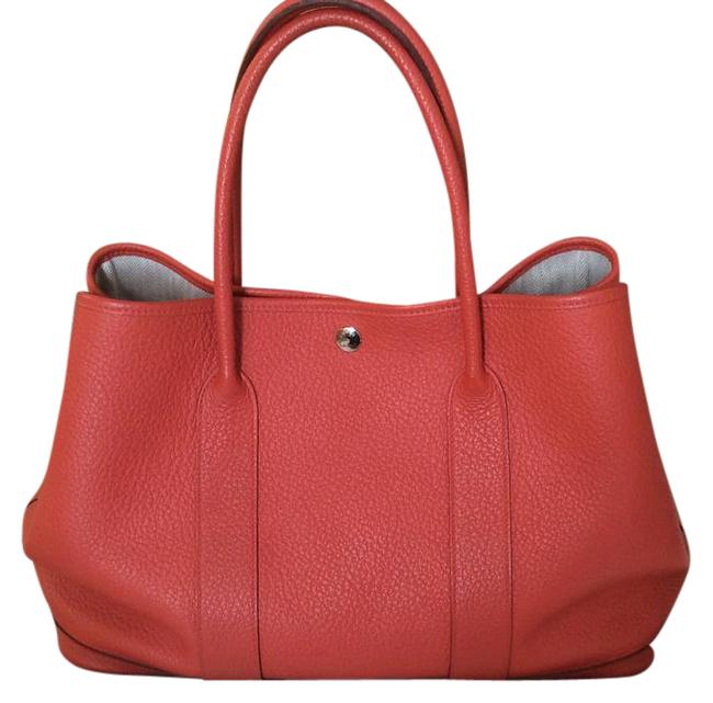 Hermes Garden Party 36 Maybe Sanguine. Orange/Peach Leather Tote