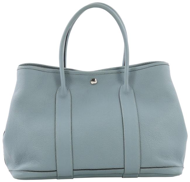 Hermes Garden Party 36 Ciel Blue Leather Tote