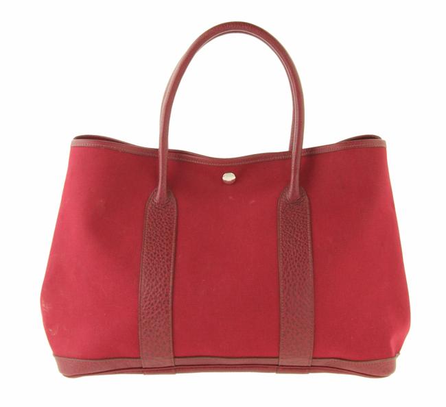 Hermes Garden Party 36 Deep Red Canvas Tote