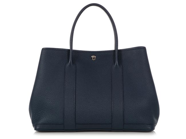 Hermes Garden Party 36 Negonda Navy Blue Leather Tote