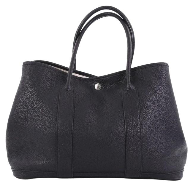 Hermes Garden Party 36 Noir Black Leather Tote