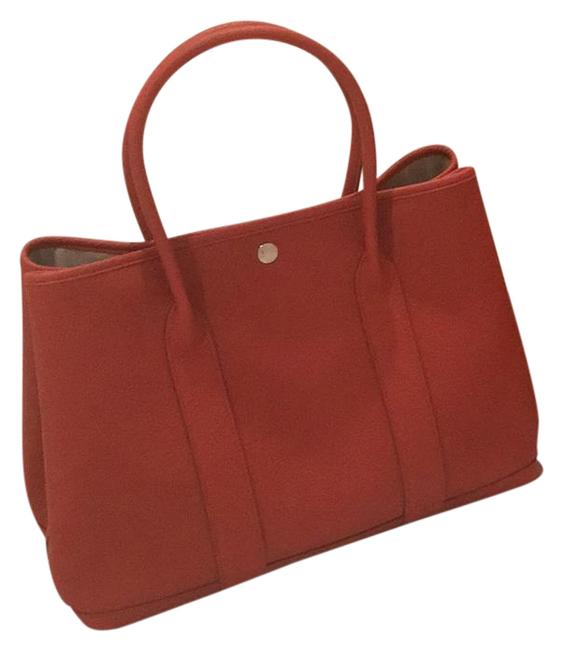 Hermes Garden Party 36 Sanguine Tangerine Orange Leather Satchel