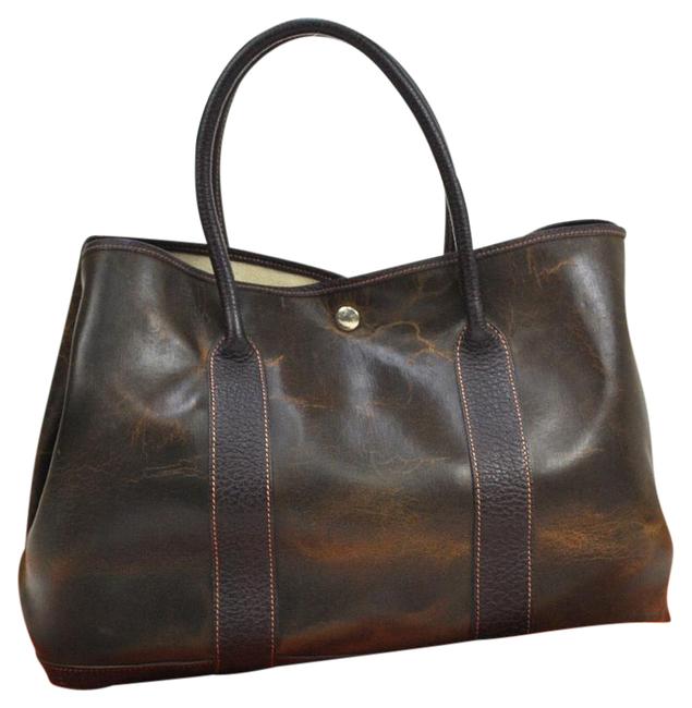 Hermes Garden Party Bag Amazonia Dark Brown Leather Tote